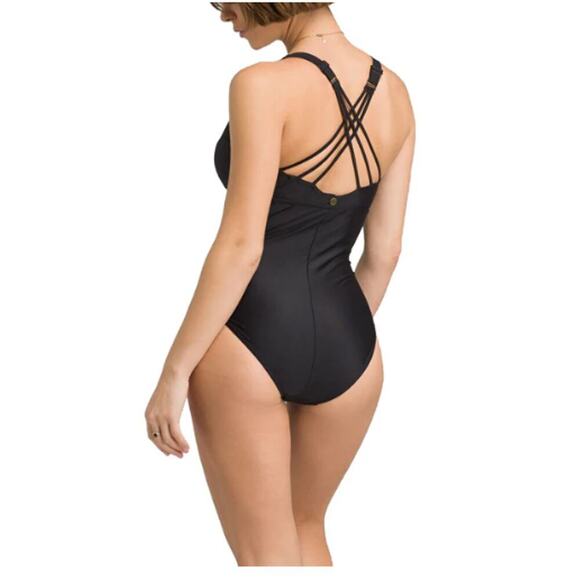 PrAna Kayana One Piece Swimwear Criss-Cross D-Cup Black - Picture 2 of 7